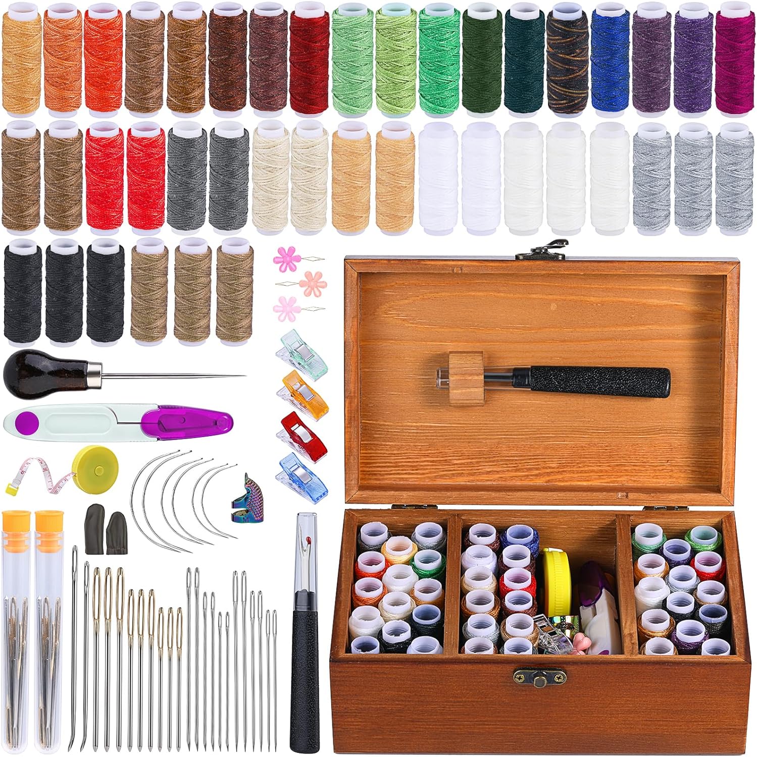 BUTUZE Leather Working Tools, Practical Leather Craft Kit with Waxed Thread Groover Awl Stitching Punch Hole for Leathercraft Beginner or Adults Gifts - Comes with Tool Manual - Image 9