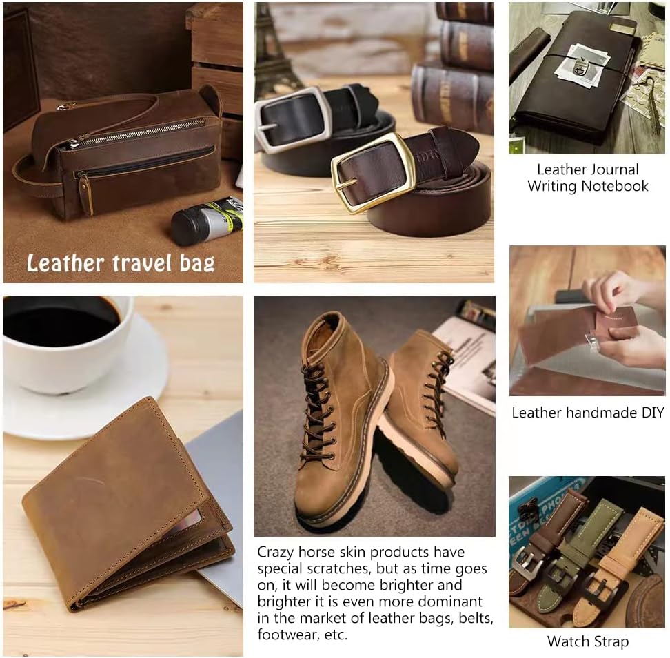 Genuine Leather Tooling Sheets 1.8-2.0MM Thick Genuine Top Full Grain Oil Tan Crazy Horse Cowhide Leather Sheets for Crafts Tooling Sewing Wallet Earring Hobby (Dark Brown, 8"x12") - Image 5