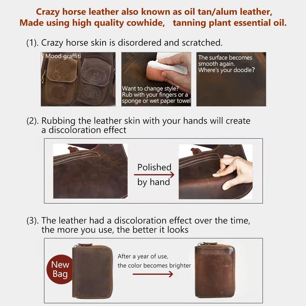 Genuine Leather Tooling Sheets 1.8-2.0MM Thick Genuine Top Full Grain Oil Tan Crazy Horse Cowhide Leather Sheets for Crafts Tooling Sewing Wallet Earring Hobby (Dark Brown, 8"x12") - Image 6