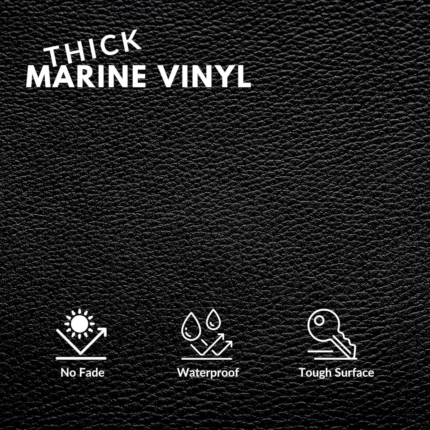 Marine Vinyl Fabric, Upholstery Faux Leather, Outdoor Boat Automotive, DIY and Crafting Pleather - Individual 1 Yard Cut 36"x54" (Black)