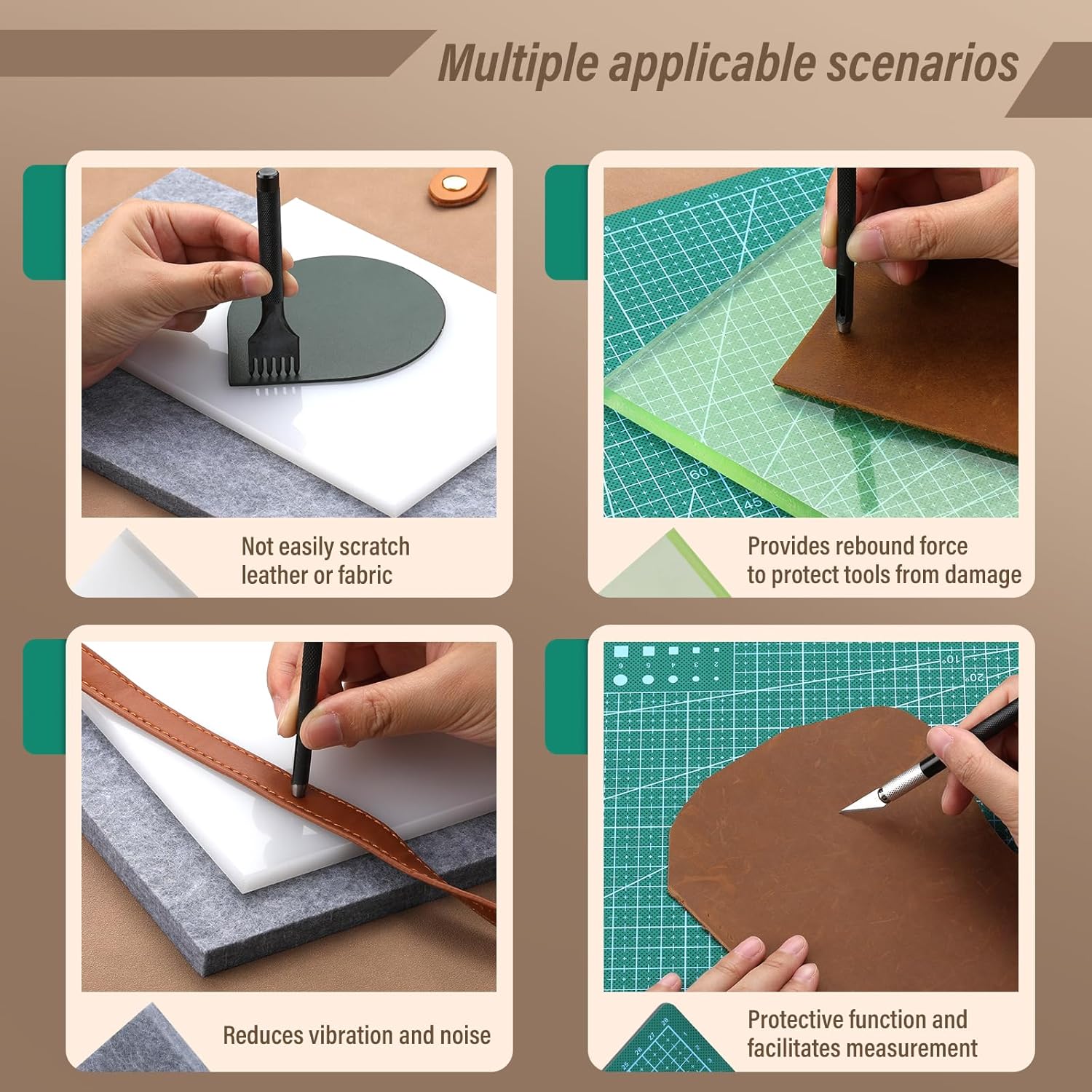 4 Pcs Leather Punch Pads, Leather Cutting Mat, Sound Absorbing Pad and A4 Self Healing Cutting Mat, Punching Tools for DIY Craft Lovers - Image 5