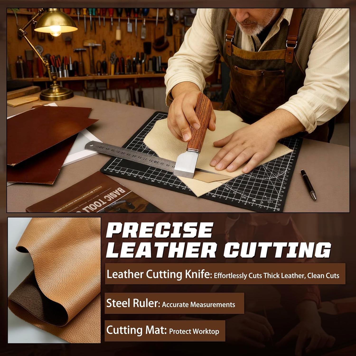 Alternative view of CBHGFEA Leather Working Kit, Leather Working Tools and Crafting Kit with Custom Storage Bag, Engraving, Cutting, Sewing, Stamping, Sanding Supplies for DIY Handicraft Making and Repair