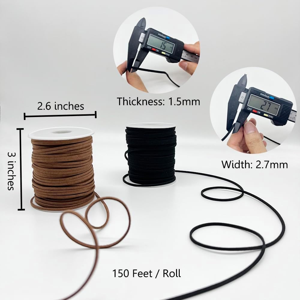 Alternative view of Leather String, 2 Rolls Faux Leather Cord, Flat Suede Leather Lace for Necklaces, Bracelets, Jewelry Making, Tassels, Dream Catchers and Art Crafts