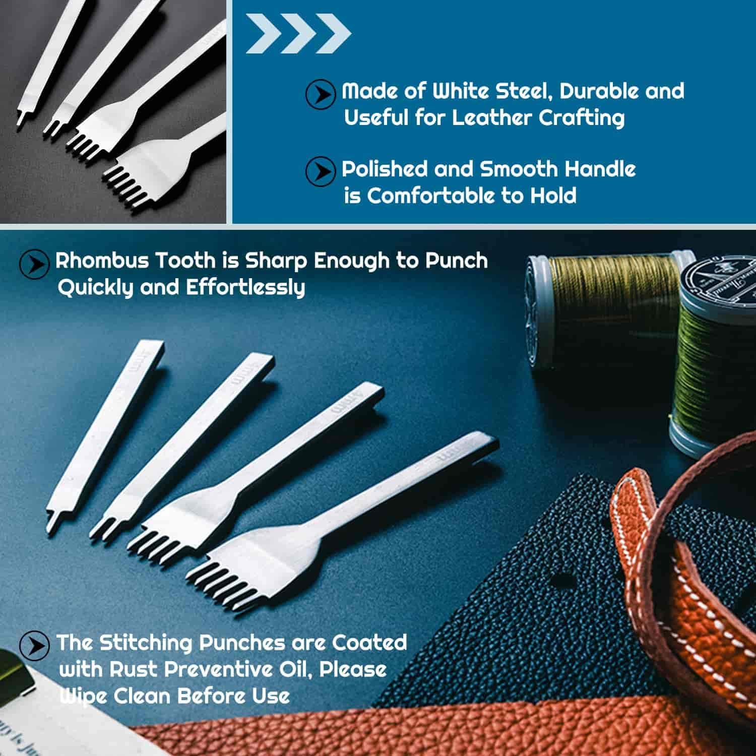 Alternative view of Cridoz 35 Pcs Leather Pouch Kit with Hole Punch, Sewing Tools, Waxed Thread and Large-Eye Stitching Needles for Beginner Crafting Projects