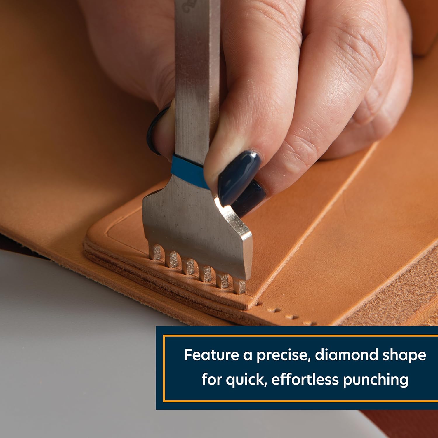 Alternative view of Weaver Leather Supply Diamond Leather Stitching Chisel Set, Precise 5mm Hole Punch, Color-Coded Hole Punch Set for Hand Sewing and Saddle Stitching