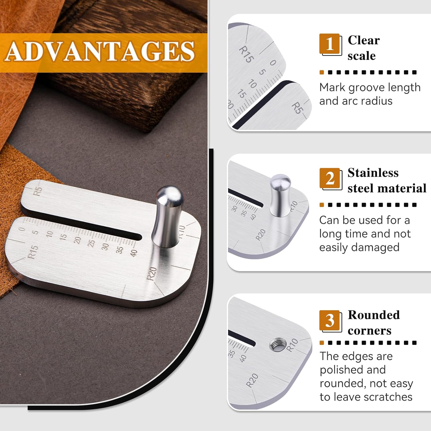 TLKKUE Leather Stitching Punch Aid Plate Leather Working Tools for Pull up Prong Punch Leather Crafting Tools Accessories Stainless Steel Claw Punch Partner