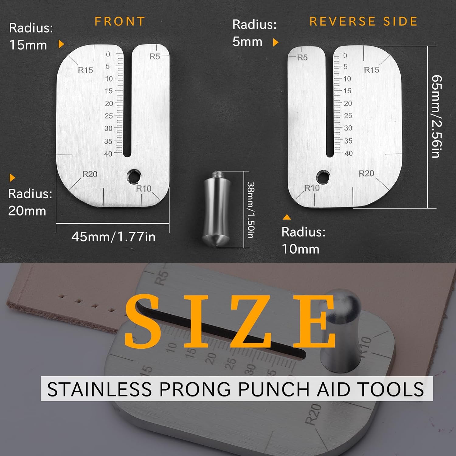 Alternative view of TLKKUE Leather Stitching Punch Aid Plate Leather Working Tools for Pull up Prong Punch Leather Crafting Tools Accessories Stainless Steel Claw Punch Partner