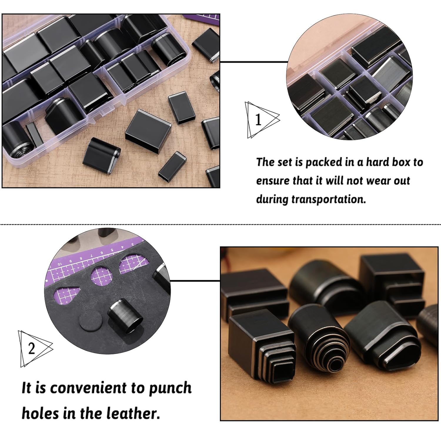 Alternative view of 52 Shape Style Leather Hole Punch Tool for Belts, Multiple Shapes Hollow Punch Cutter Tool, Leather Punch Tool Set Hole Punch Cutter for Handmade DIY Crafts