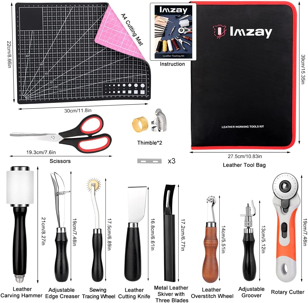 IMZAY 415 PCS Leather Working Kit, Leather Tool Kit, LeatherCrafting Kit for Beginners with Leatherworking Tools Punching Sewing Stamping Sanding Tools for Leathercraft Professional