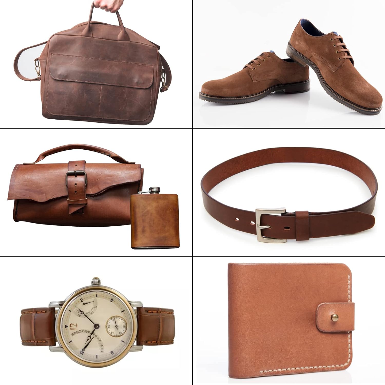 Genuine Leather Tooling Sheets 1.8-2.0MM Thick Full Grain Oil Tan Crazy Horse Cowhide Leather Sheets for Crafts Tooling Sewing Wallet Earring Hobby (Brown, 8"x12") - Image 3