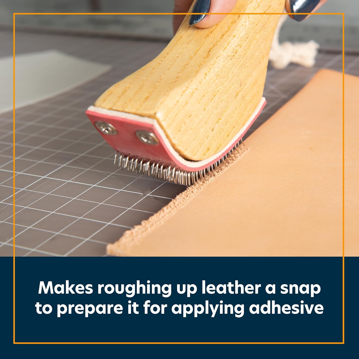 Weaver Leather Supply Hand Leather Rougher with Wood Handle, 8”, Rougher Gear with Replaceable Pad, Leatherworking Tools for Adhesive Bonding Projects