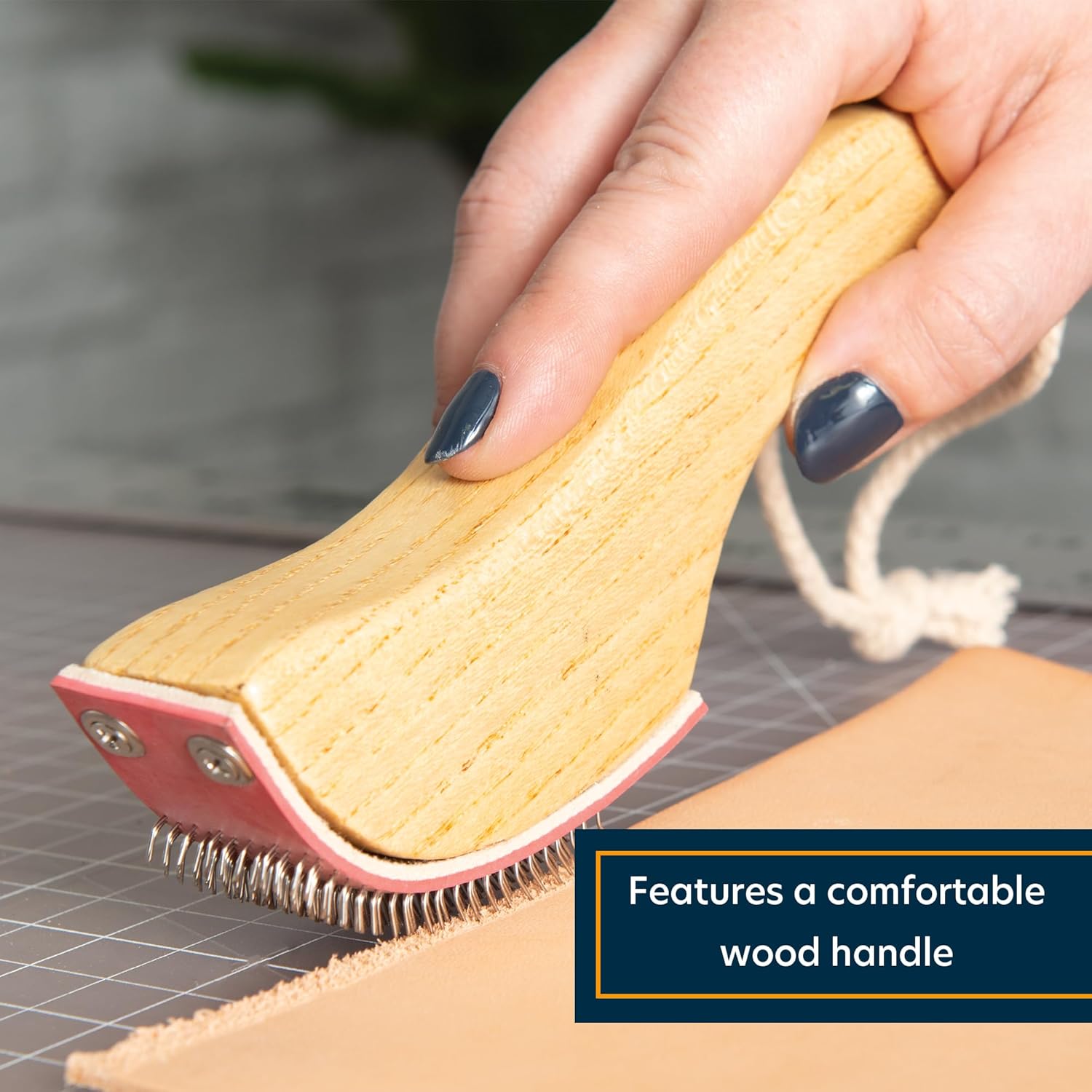 Alternative view of Weaver Leather Supply Hand Leather Rougher with Wood Handle, 8”, Rougher Gear with Replaceable Pad, Leatherworking Tools for Adhesive Bonding Projects