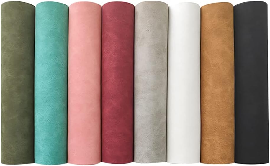 8 Pcs Colored Faux Suede PU Leather Fabric, Soft Smooth Synthetic Crafts Leather Fabric for Handicraft DIY Projects (21cmx30cm)