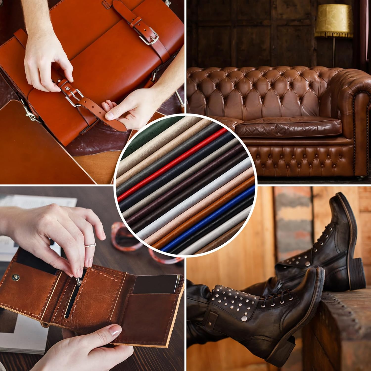 Faux Leather Fabric, Soft Synthetic PU Fabric Material, Thick Durable Synthetic Repholstery Leather Vinyl, Soft Touch Distressed DIY Crafts, Upholstery - Individual 1 Yards Cut 36" x 54"- Black - Image 5