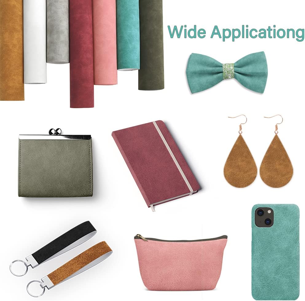 8 Pcs Colored Faux Suede PU Leather Fabric, Soft Smooth Synthetic Crafts Leather Fabric for Handicraft DIY Projects (21cmx30cm) - Image 5