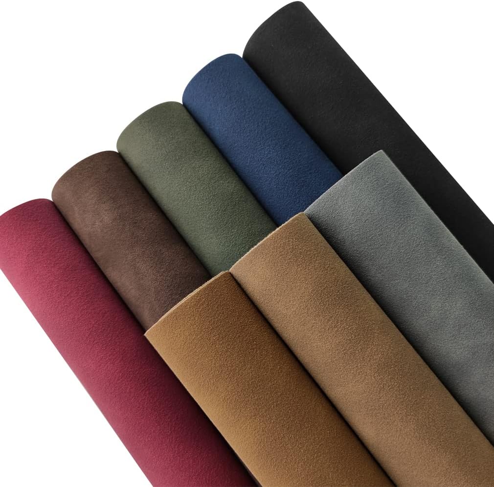 8 Pcs Colored Faux Suede PU Leather Fabric, Soft Smooth Synthetic Crafts Leather Fabric for Handicraft DIY Projects (21cmx30cm) - Image 6
