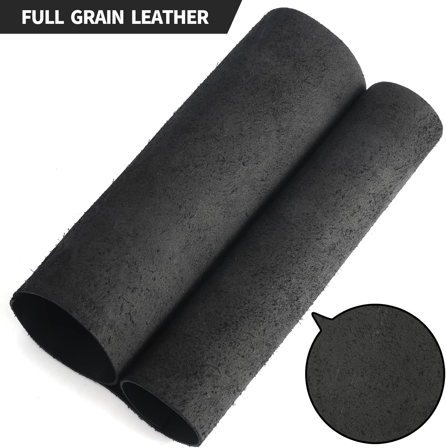 RingSun Genuine Leather Sheets for Leather Craft (2mm), Full Grain Leather for Tooling Craft Sewing(12''X24'', Black)