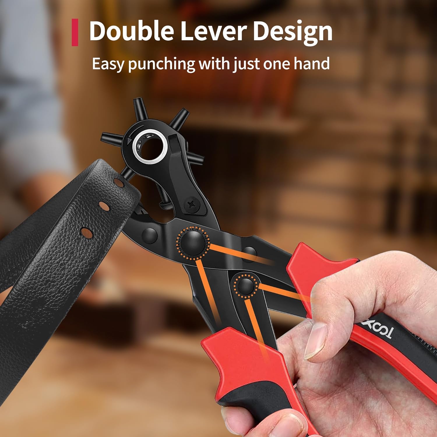 Alternative view of Revolving Punch Plier Kit, XOOL Leather Hole Punch Set for Belts, Watch Bands, Straps, Dog Collars, Saddles, Shoes, Fabric, DIY Home or Craft Projects, Heavy Duty Rotary Puncher, Multi Hole Sizes Make