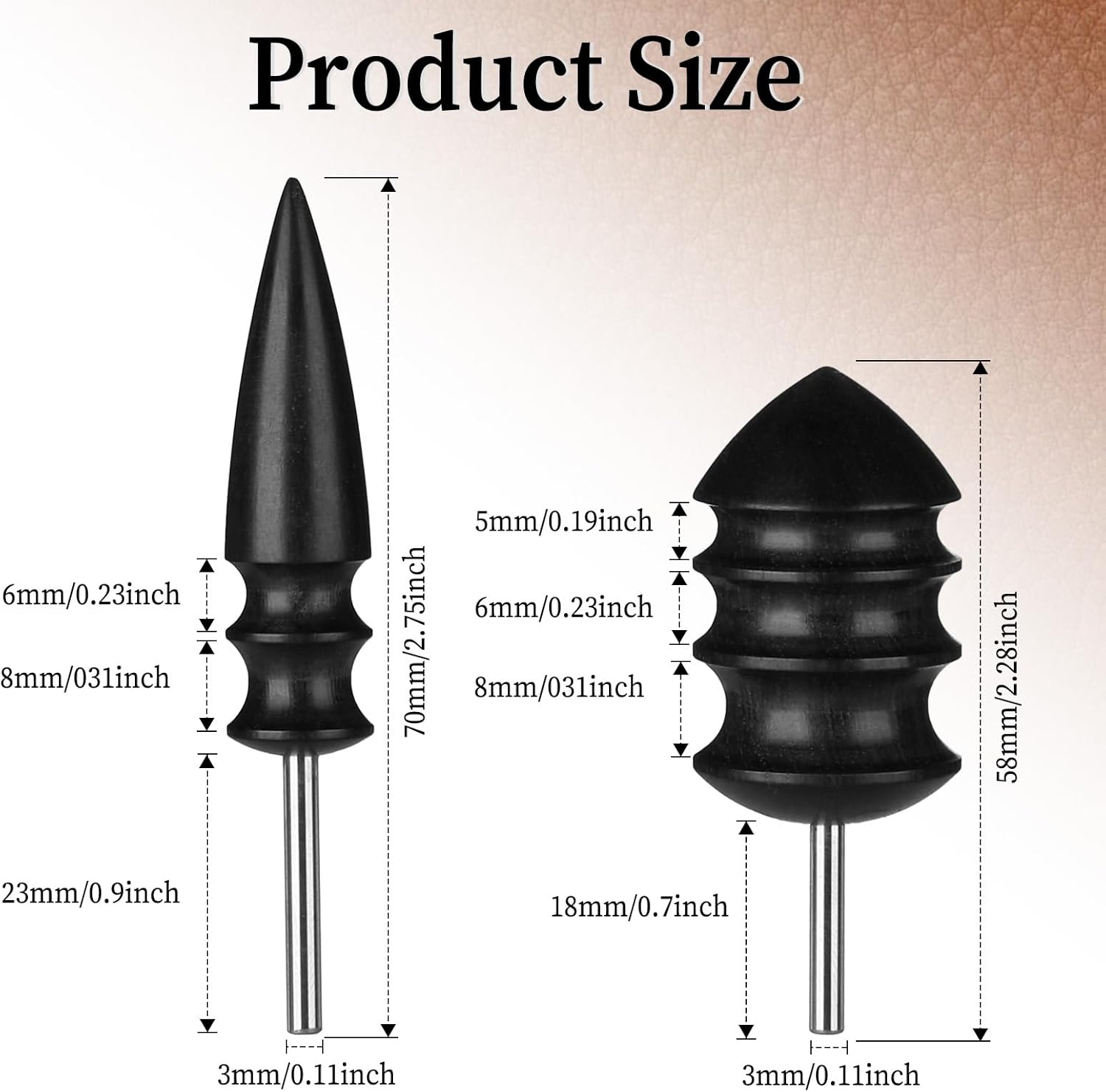 2PCS Leather Burnisher Bits, Leather Working Tools Leather Edge Burnish Kit Wood Leather Edge Burnisher Tool for Burnishing Leather Craft Hand Making