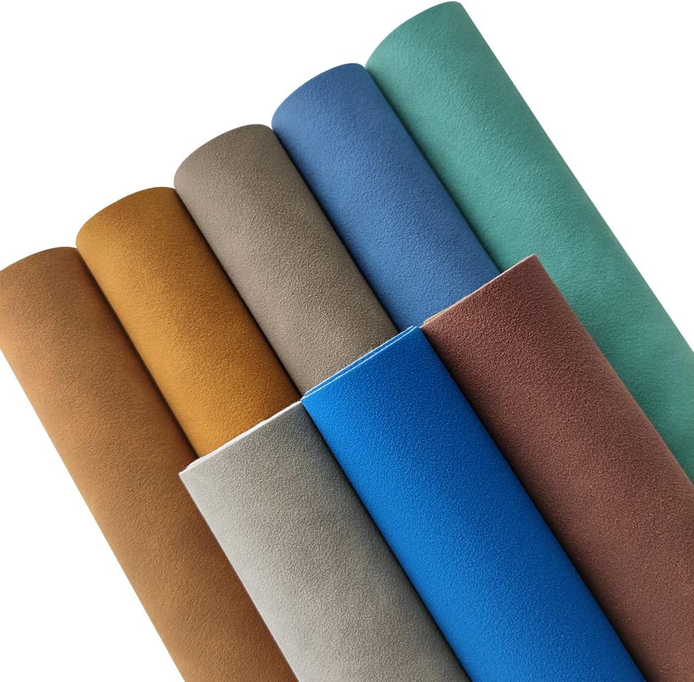 8 Pcs Colored Faux Suede PU Leather Fabric, Soft Smooth Synthetic Crafts Leather Fabric for Handicraft DIY Projects (21cmx30cm) - Image 9