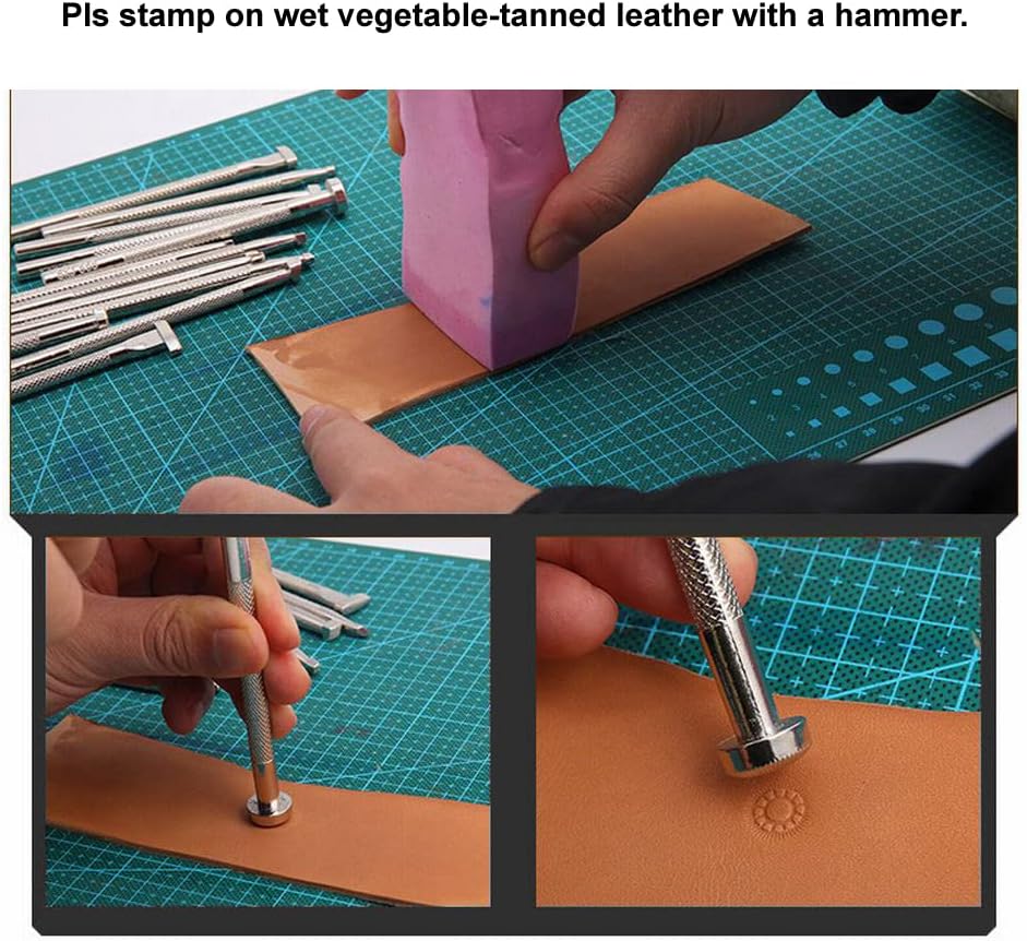 PANSHIYON Leather Stamps,3 Pack Professional Leather Stamping Tools for Craft Working - Image 4