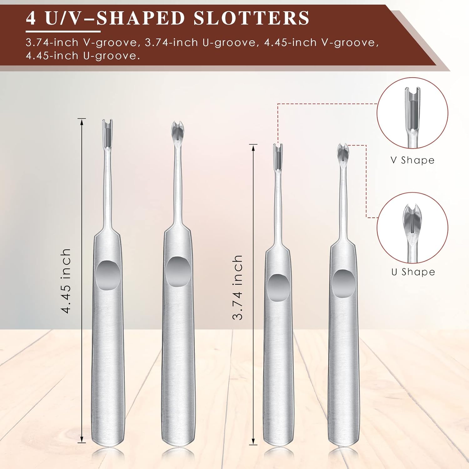 Alternative view of 8 Pieces Leather Knife Set, Including Leather Edge Beveler Groover, Cutter Wood Leathercraft Edge Slicker Burnisher Crafting Tools Skiving Knife Leathercraft Accessories