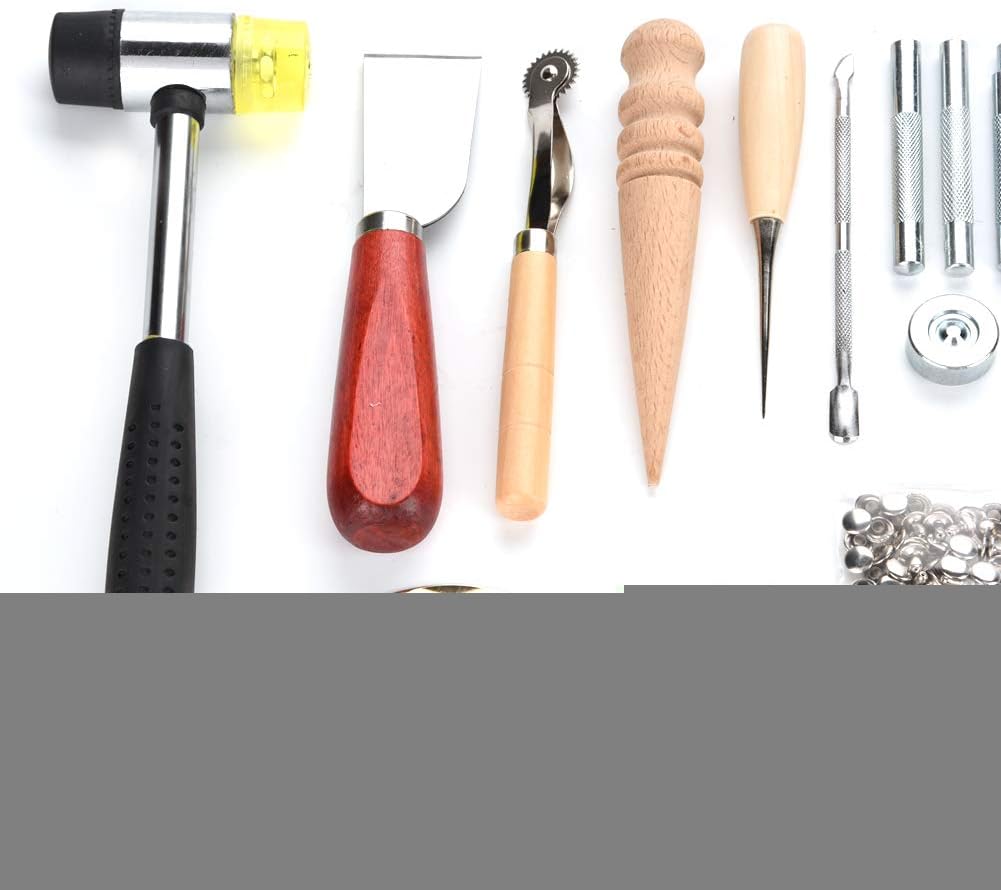 42 Pieces Leather Craft Tool Set,Hand Sewing Stitching,Saddle Making,Stamping Set,Rough Edges Trimmer,Professional Leather Tools for Artwork or DIY Leather Craft Project Tool Kit