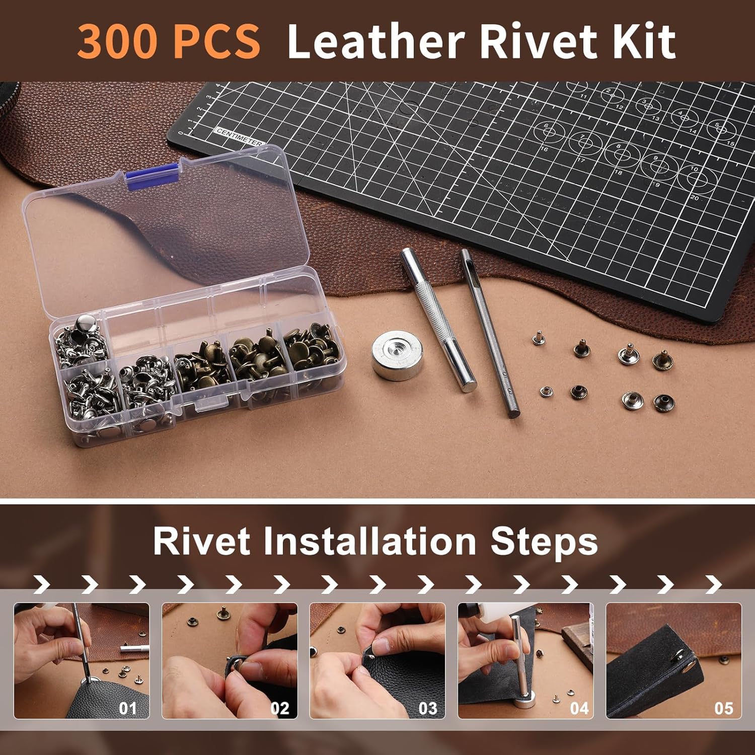 BUTUZE Leather Tools, Leather Crafting Kit with Leather Tool Rack, Leather Working Tools Kit for Adults and Tool Supplies for Carving, Stamping, Engraving, Sewing, Cutting, Punching and DIY Crafts - Image 5