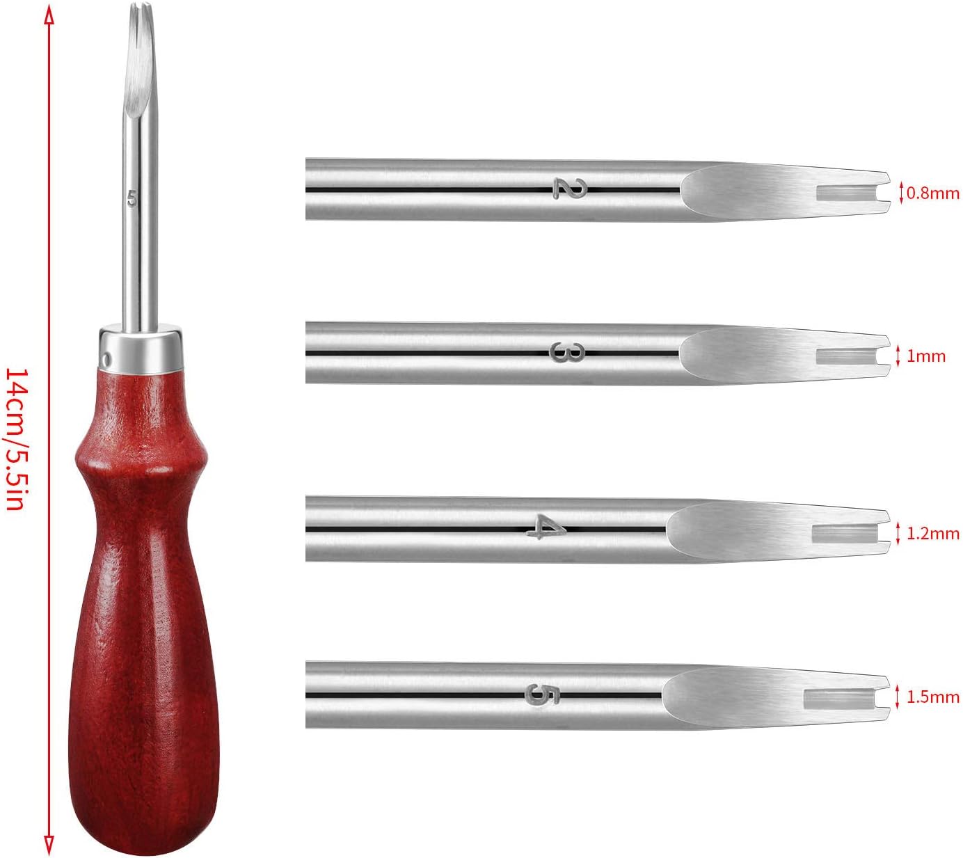 Alternative view of Mudder 4 Pieces Edge Leather Beveler Craft Edge Beveler Cutting Beveling Leather Skiver Tool for DIY(1.5 Mm, 1.2 Mm, 1.0 Mm, 0.8 Mm)