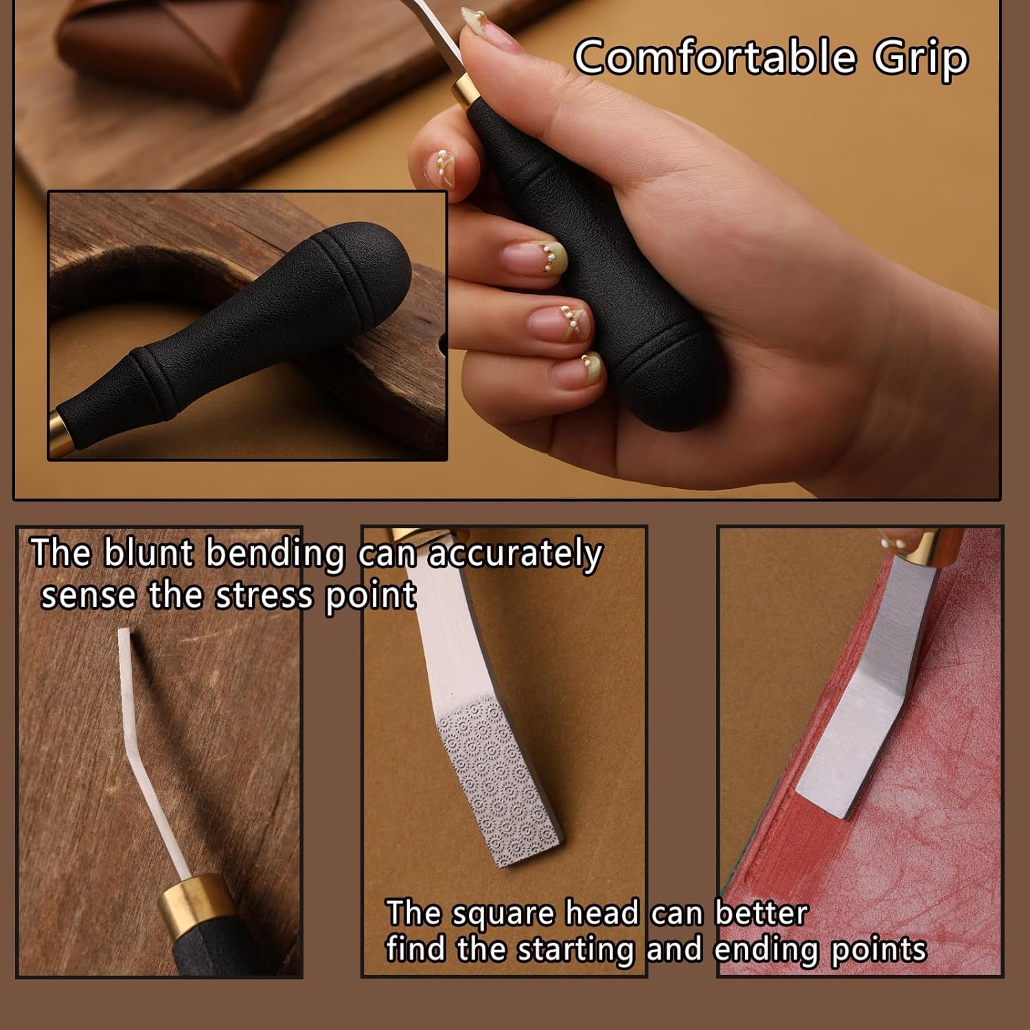 Alternative view of DIUDUS Leather Rougher, Leather Roughing Tool, Leather Edge Detail Rougher Roughing Leather Surface Polish File Tool with Ergonomic Handle Leather Working Leathercraft Tools for Edge Polishing(10mm)