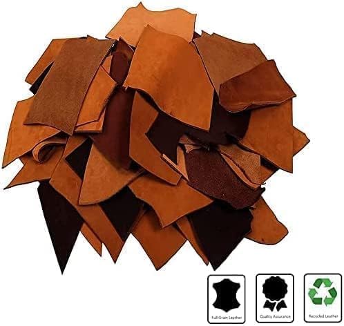 TUZECH Leather Scrap - Large Pieces of Full Grain Leather Cowhide Remnants Bag - Design & Make Crafts - Mixed Colors (1 Lbs)