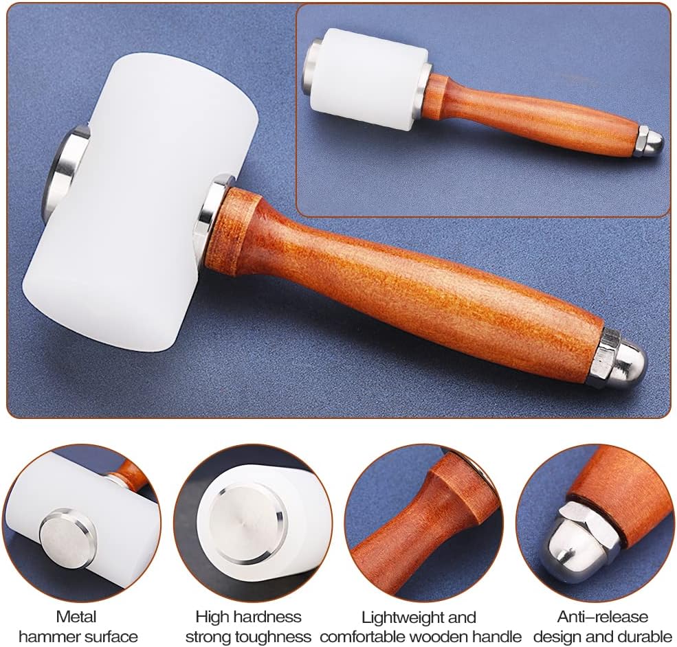 Alternative view of Leather Carving Hammer 2 Pieces, Leathercraft Mallet, Nylon Wood Handle Hammer, Mallet for DIY Stamping Sew Leather Tool