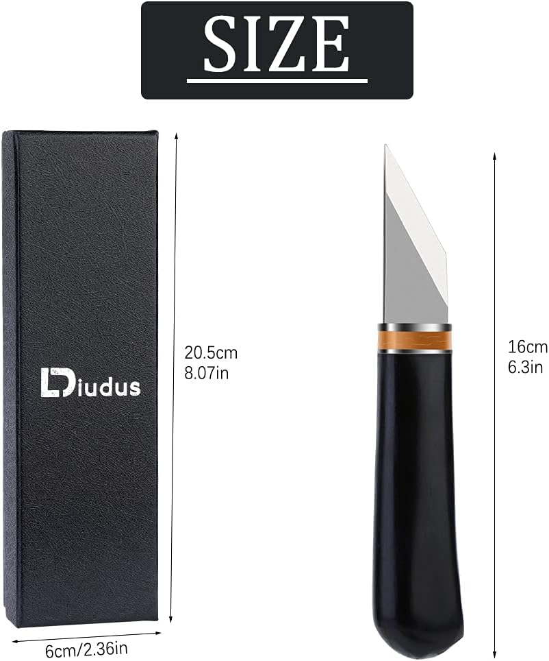 Leather Skiving Knife, Pointed Skiving Cutting Knife with Wooden Handle, Leather Skiver - with Exquisite Package for DIY Leathercraft