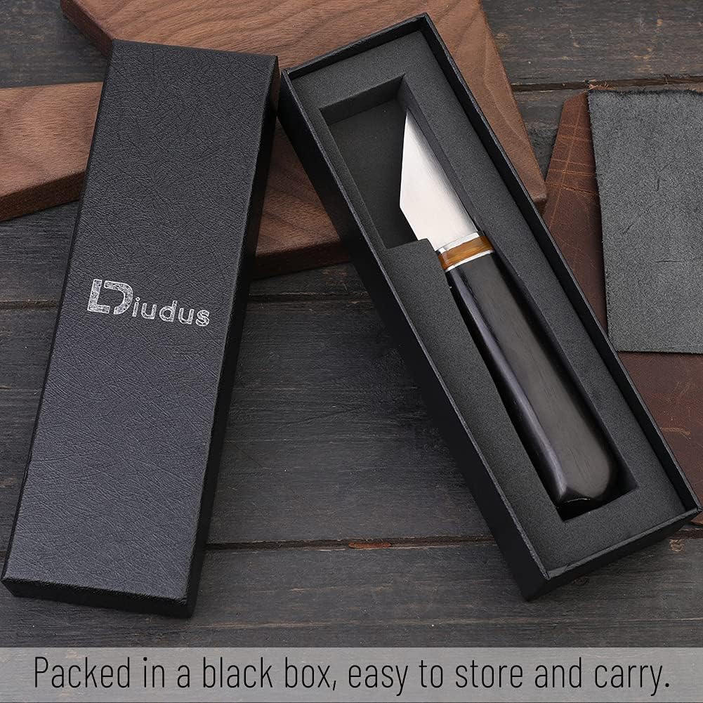 Alternative view of Leather Skiving Knife, Pointed Skiving Cutting Knife with Wooden Handle, Leather Skiver - with Exquisite Package for DIY Leathercraft