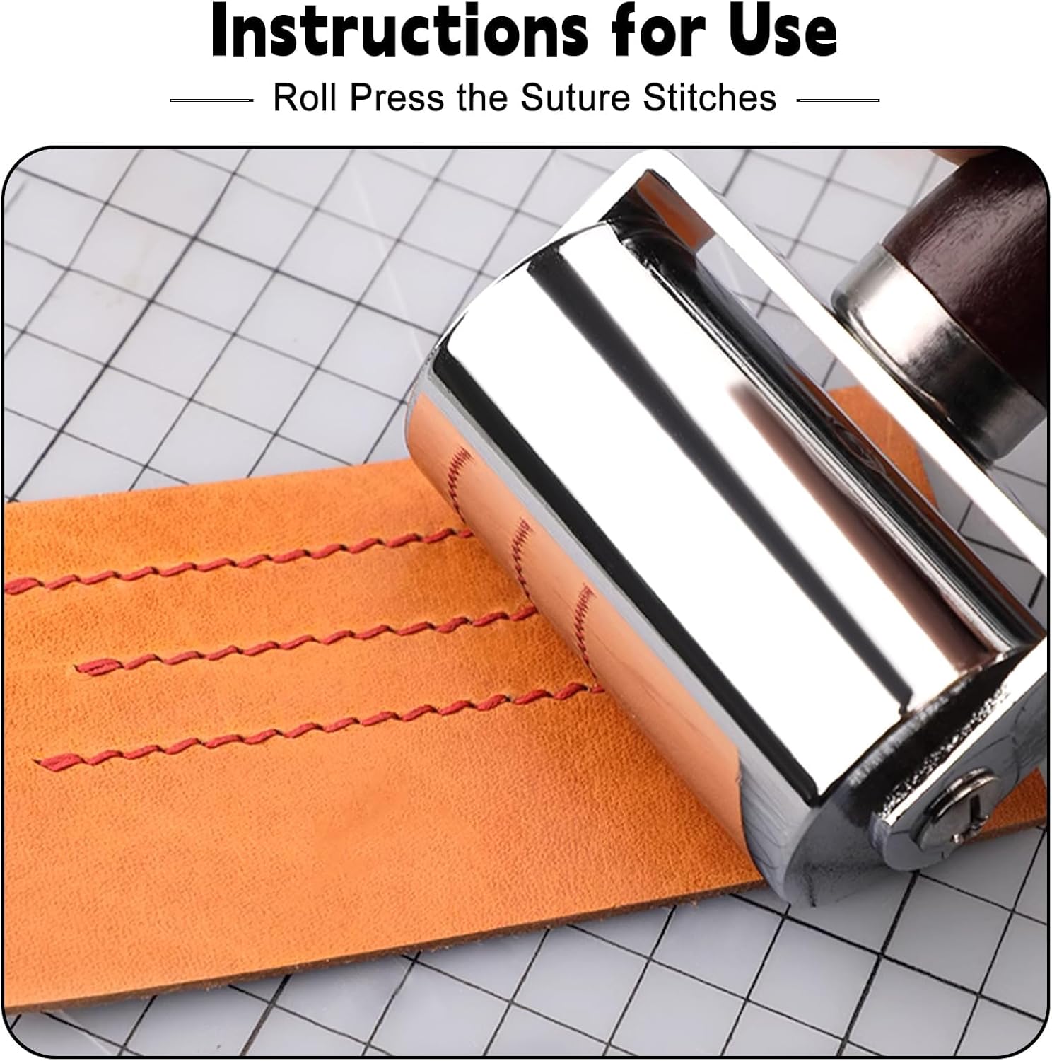 Mnuizu 26 mm+ 60mm Leather Press Edge Roller, Wooden Handle Leather Rolling Craft Roller, Seam Roller for Leather, Leather Edge Creaser, Leather Craft Laminating Tool for Leather Craft(Black) - Image 5