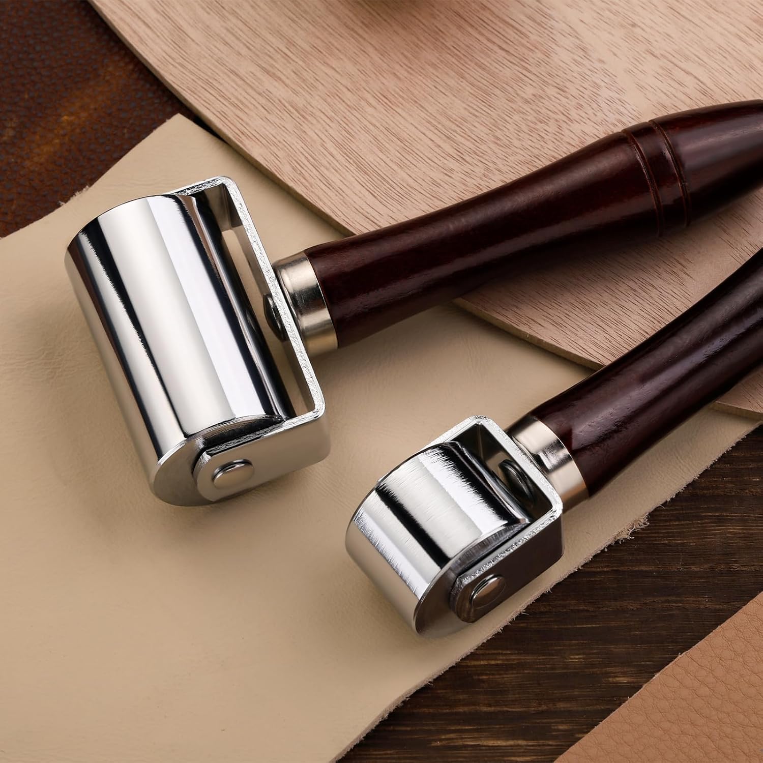 Mnuizu 26 mm+ 60mm Leather Press Edge Roller, Wooden Handle Leather Rolling Craft Roller, Seam Roller for Leather, Leather Edge Creaser, Leather Craft Laminating Tool for Leather Craft(Black) - Image 6