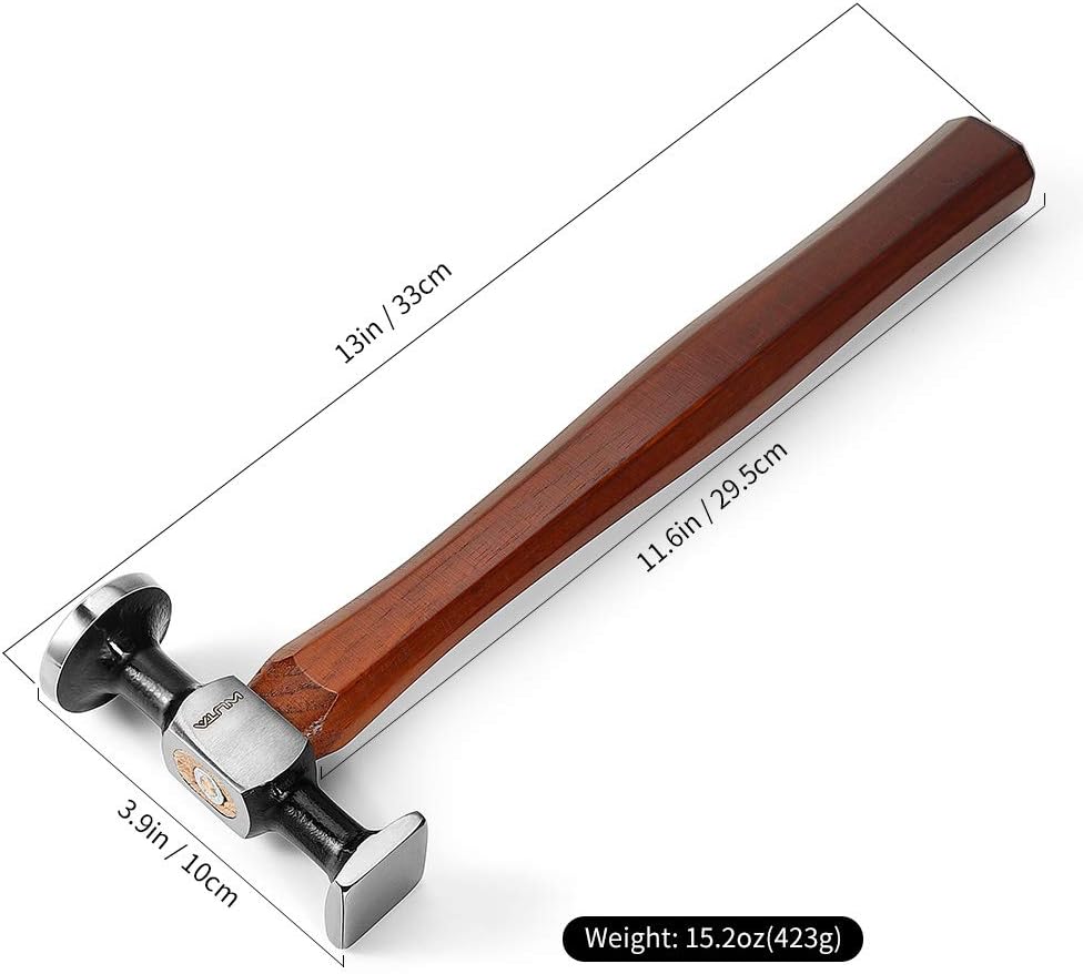 Alternative view of WUTA Leather Hammer Double Head Cobblers Hammer Mirror Polishing Carbon Steel Mallet for Professional Leather Craft Tool