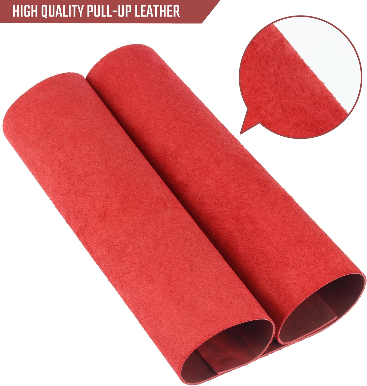 Real Leather Tooling Sheet for Crafting Tools, Wallets - Thick Crazy Horse Material - Not Faux (Red, 6"x12")