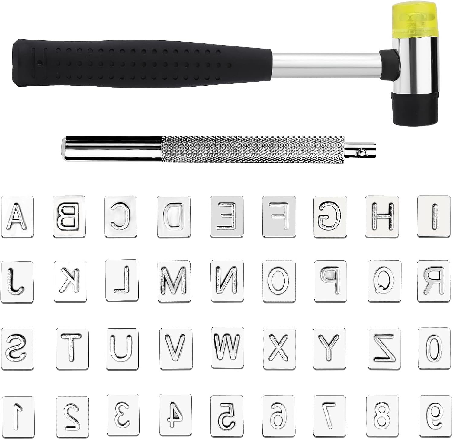 71 PCS Leather Stamping Tools, with 68 PCS Letters, Numbers and Patterns, 2 PCS Punch Tools, Leather Stamp Set for Leather Working - Image 7