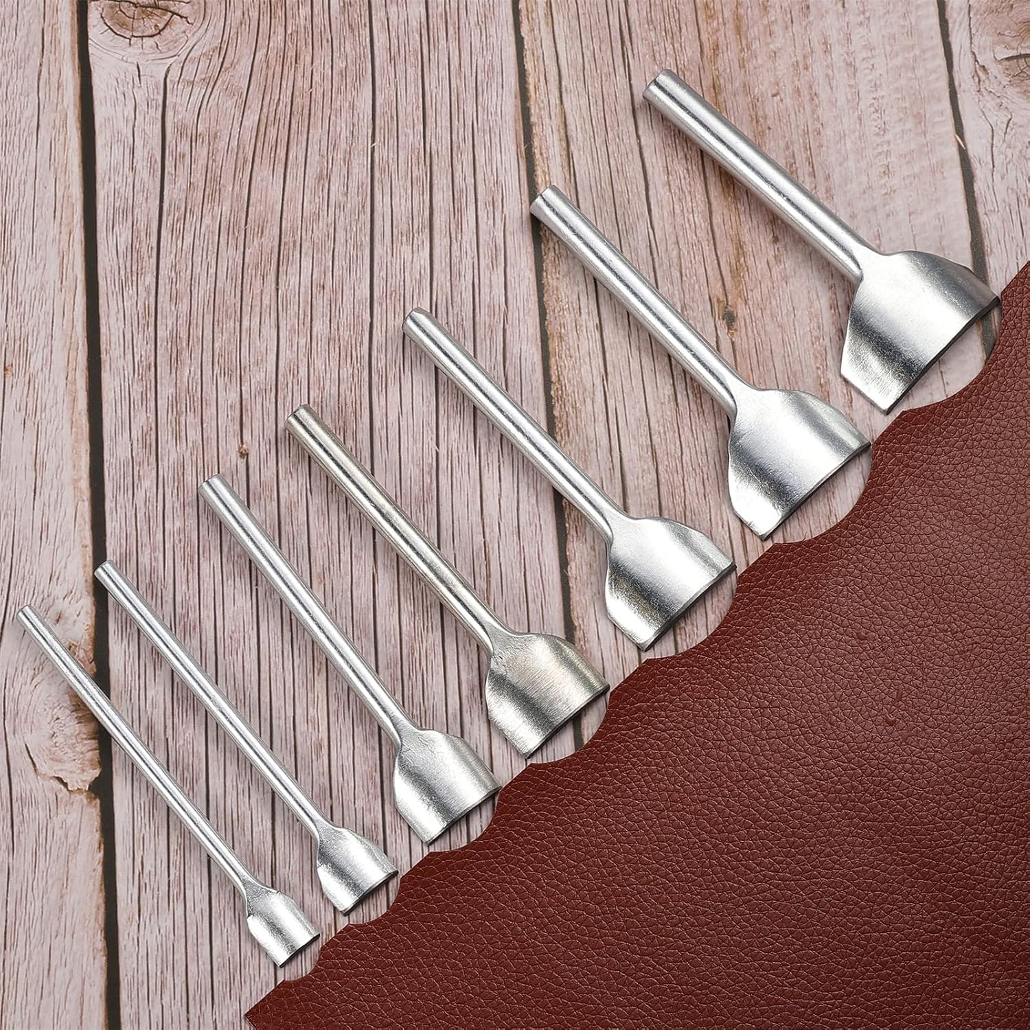 Alternative view of Caydo 7 Pieces Leather Craft Tools Half-Round Punch Arc-Shaped Leather Edge Cutter Punch for Crafting Strap Belt, Wallet and Bag DIY Handwork 10-40mm