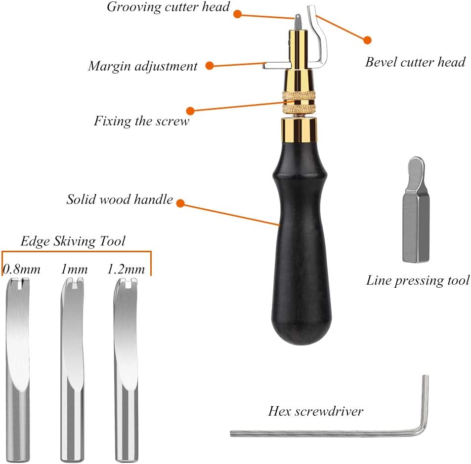 Alternative view of DIUDUS 7 in 1 Portable Adjustable Stitching Groover Leather Groover Skiving Tool, Leather Carving Kit Leathercraft Kits, Carving Cutting Edge Tools