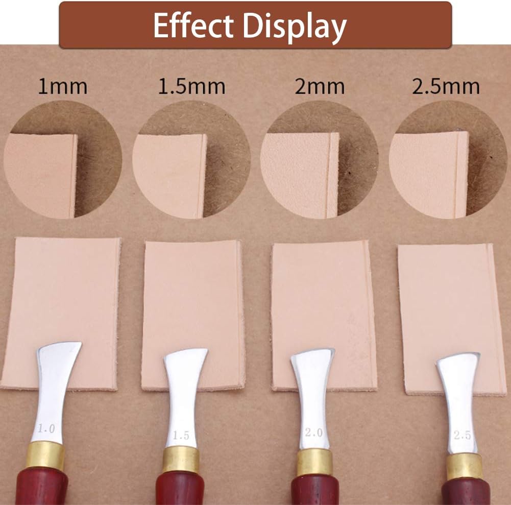 Alternative view of UOOU 4 PCS Leather Edge Creaser,1.0/1.5/2.0/2.5mm Professional Leather Tool,Edge Creaser Stainless Steel Red Wood Handle Tool for Beginners DIY Leather Craft