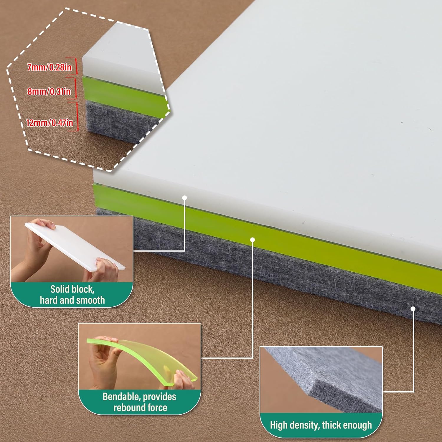 Alternative view of 52 Shape Style Leather Hole Punch Tool, Leather Punch Mat, 3 Pcs Craft Punching Pad with Nylon Hammer and Sound Absorbing Pad for DIY Crafts