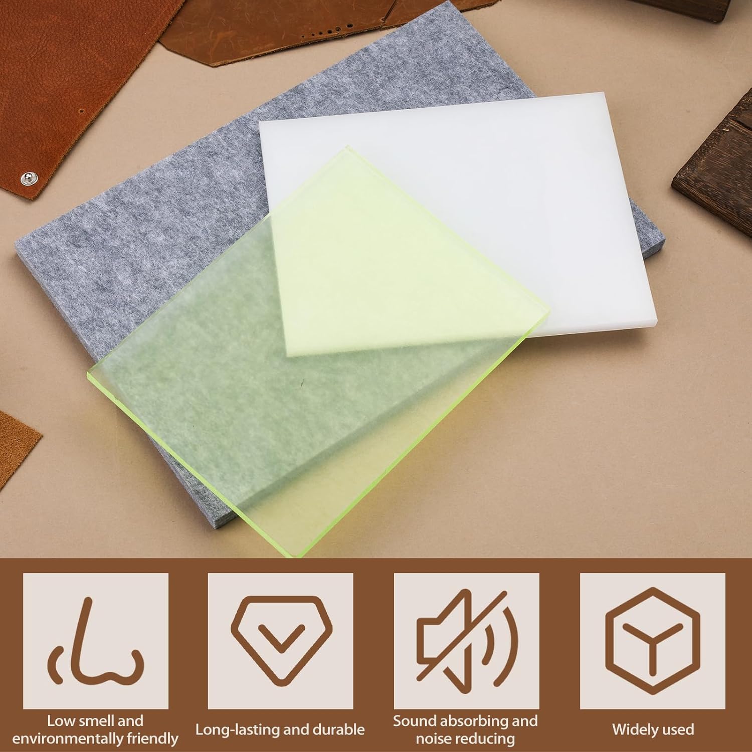 Alternative view of 3Pcs Leather Craft Punch Pad, Leather Punch Mats and Sound Absorbing Pad, Rubber Mute Board Cutting Hole Punchs Stamping Tool for Leathers Working DIY Craft