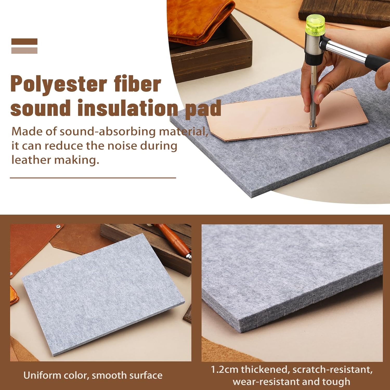 3Pcs Leather Craft Punch Pad, Leather Punch Mats and Sound Absorbing Pad, Rubber Mute Board Cutting Hole Punchs Stamping Tool for Leathers Working DIY Craft - Image 4