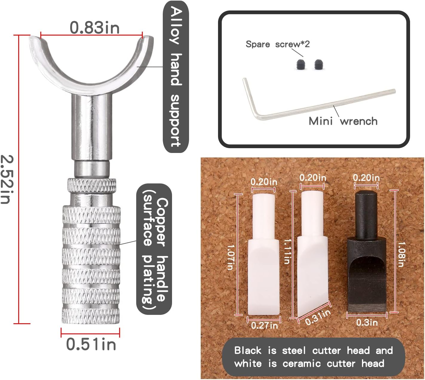 Skiving Knife for Leather Work Leather Carving Tooling Graving tools Swivel Knife Head Ceramic Blade Knife leather crafting tools