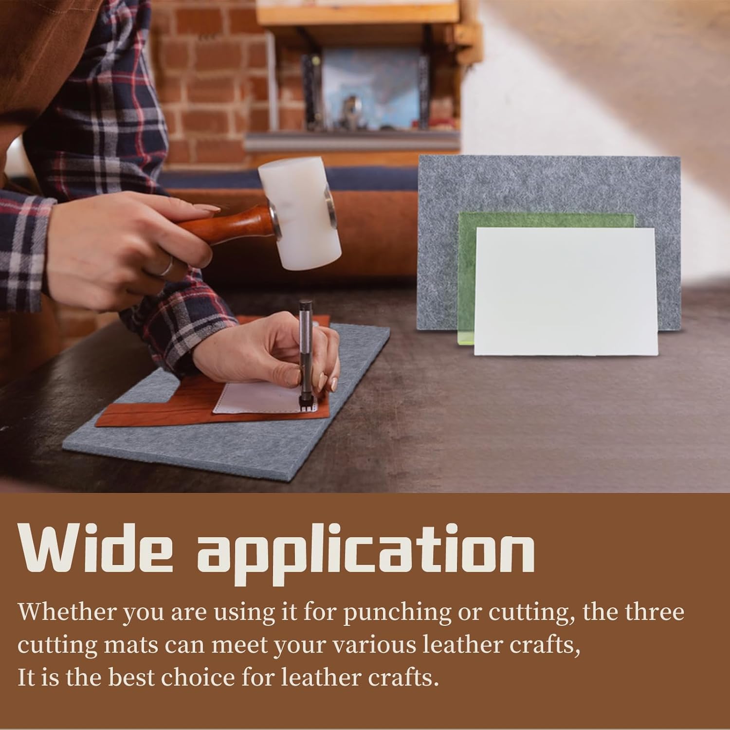 3Pcs Leather Craft Punch Pad, Leather Punch Mats and Sound Absorbing Pad, Rubber Mute Board Cutting Hole Punchs Stamping Tool for Leathers Working DIY Craft - Image 6