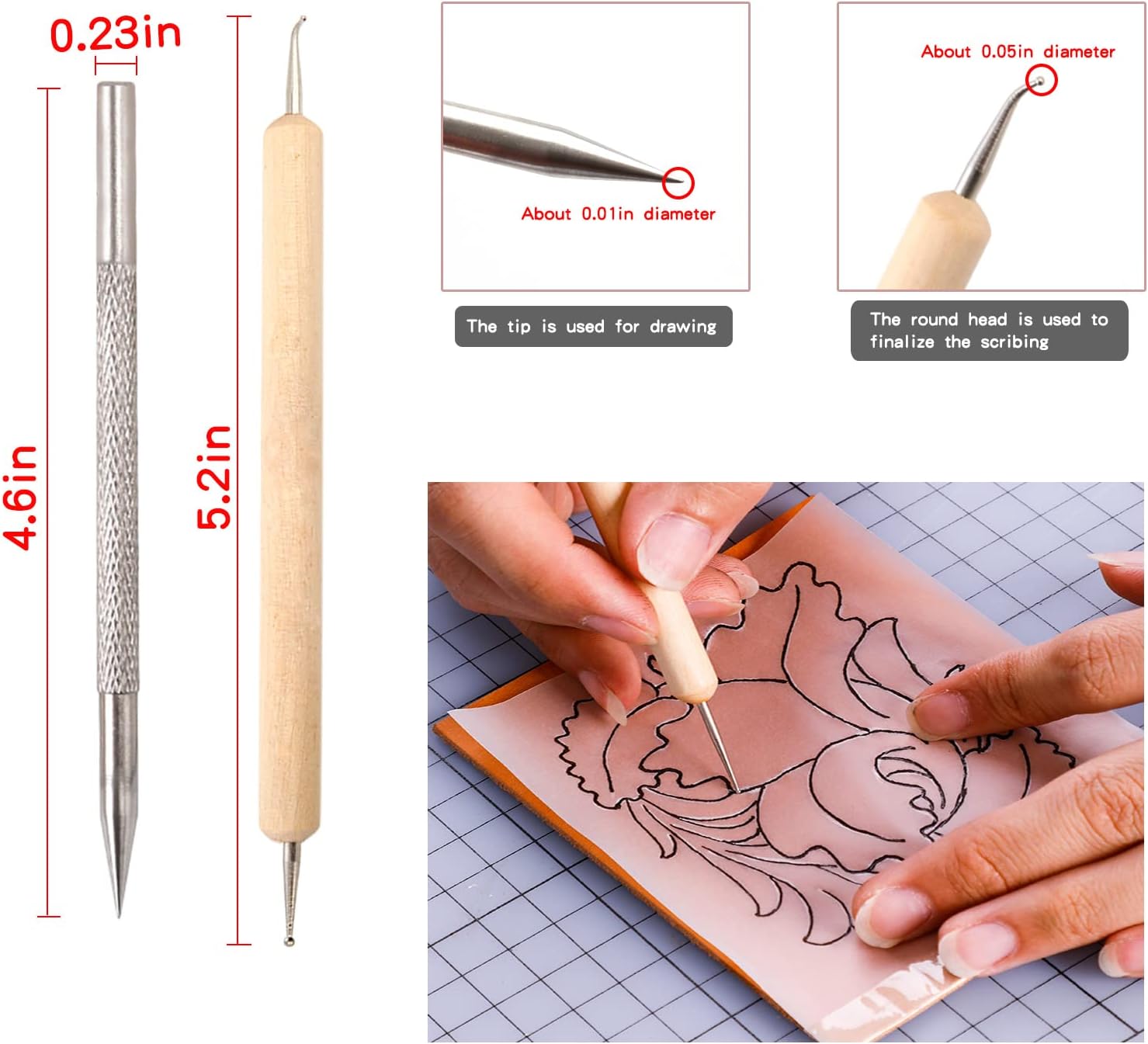 Alternative view of Skiving Knife for Leather Work Leather Carving Tooling Graving tools Swivel Knife Head Ceramic Blade Knife leather crafting tools