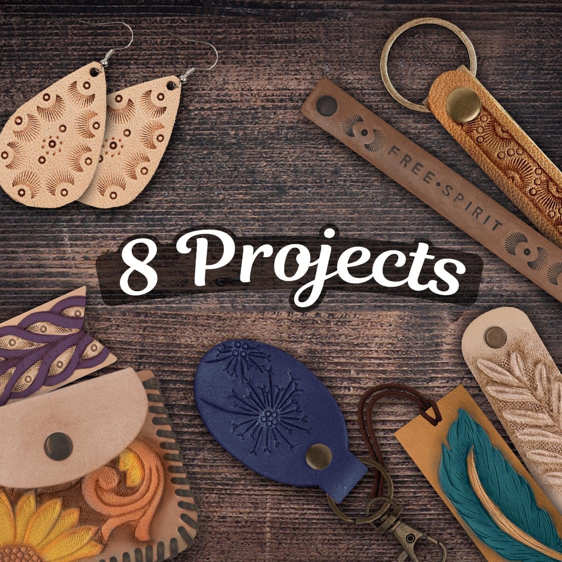 ArtSkills Leather Working Kit, Leather Tooling Kit with Tools, Stamps, Arts and Crafts Adult Project Kits, 80 pc