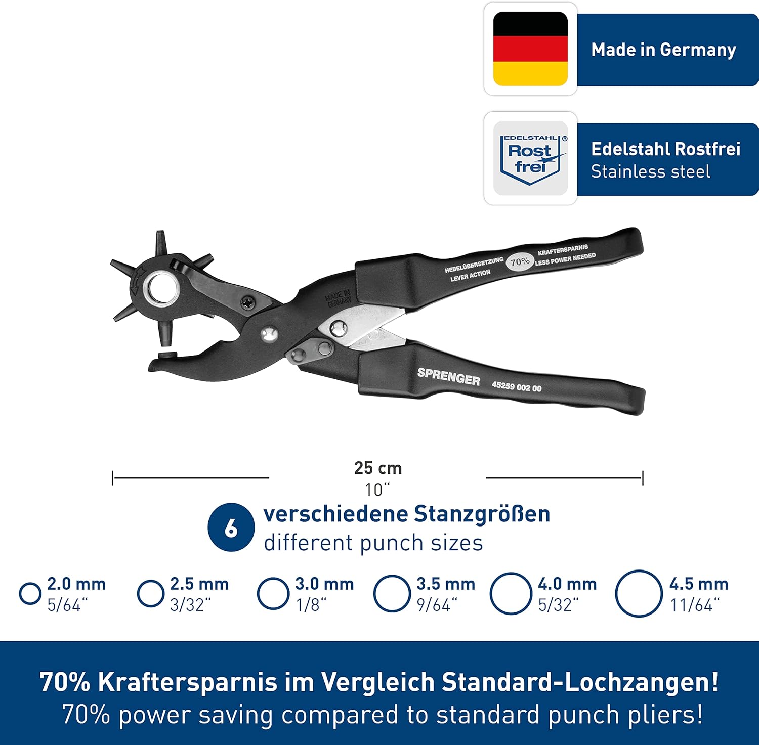 Leather Hole Punch - Made in Germany - Handheld Professional Tool for Leather Products Herm Sprenger